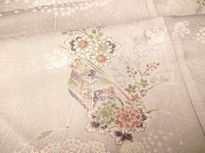 平和屋着物■小紋　草花文箱文　暈し染め　洗える着物　AABG6110fw
