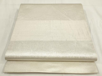 平和屋着物◎六通柄袋帯　横段文　銀糸　正絹　逸品　AABG6137wj