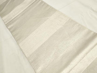 平和屋着物◎六通柄袋帯　横段文　銀糸　正絹　逸品　AABG6137wj