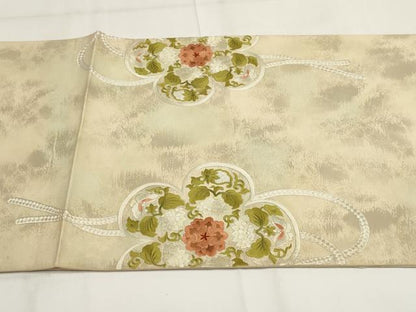 平和屋着物◎太鼓柄袋帯 刺繍 鳳凰花蝶文 正絹 逸品 AABG6141wj