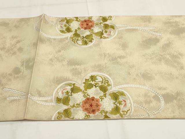 平和屋着物◎太鼓柄袋帯 刺繍 鳳凰花蝶文 正絹 逸品 AABG6141wj