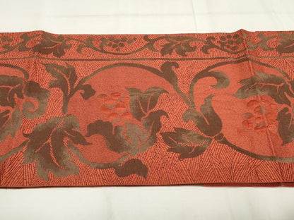 平和屋着物◎八寸名古屋帯　唐織　葡萄蔦の葉文　正絹　逸品　AABG6213wj