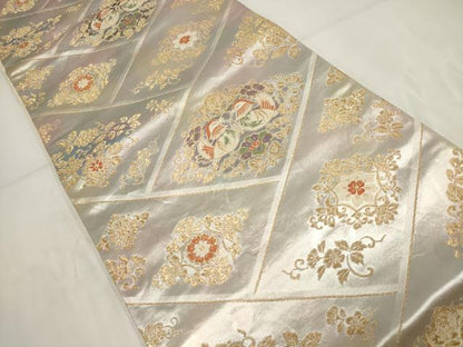 平和屋着物◎六通柄袋帯 花鳥文 金銀糸 正絹 逸品 AABG6229wj