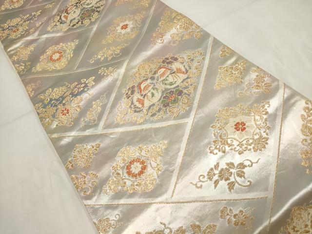 平和屋着物◎六通柄袋帯 花鳥文 金銀糸 正絹 逸品 AABG6229wj