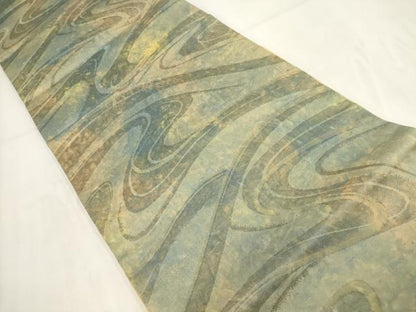 平和屋着物◎九寸開き名古屋帯 霞文 正絹 逸品 AABG6236wj