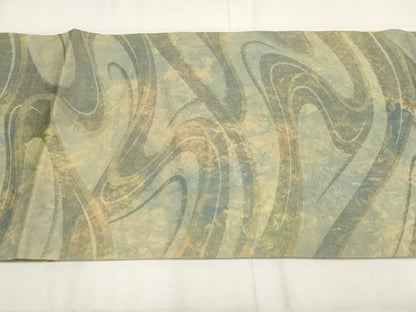 平和屋着物◎九寸開き名古屋帯 霞文 正絹 逸品 AABG6236wj