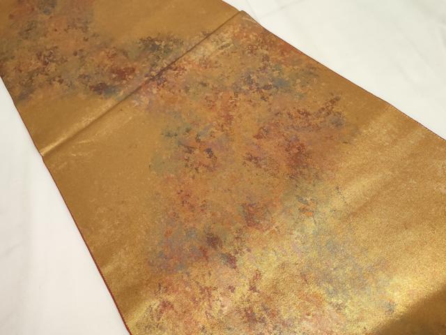 平和屋着物◎六通柄袋帯　霞文　陶漆箔　金彩　引箔　正絹　逸品　AABG6307wj
