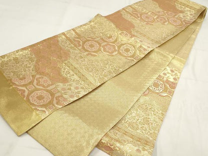 平和屋着物◎佐賀錦　六通柄袋帯　名物錦　道長吉祥花文　金糸　正絹　逸品　AABG6310wj
