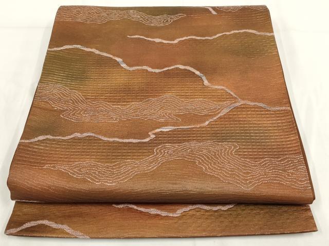平和屋着物◎六通柄袋帯 霞文 正絹 逸品 AABG6318wj