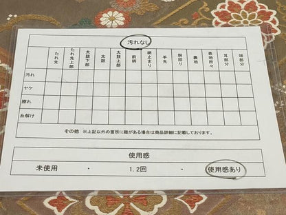 平和屋着物◎六通柄袋帯　花鳥菱文　金糸　正絹　逸品　AABG6332wj