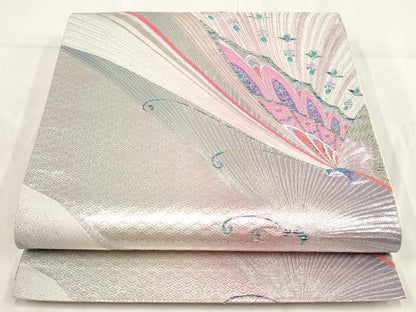 平和屋着物◎六通柄袋帯 舞蝶文 金銀糸 正絹 逸品 AABG6335wj