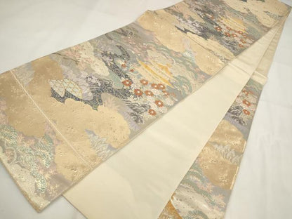 平和屋着物◎六通柄袋帯 桃山絵巻 金銀糸 正絹 逸品 AABG6337wj