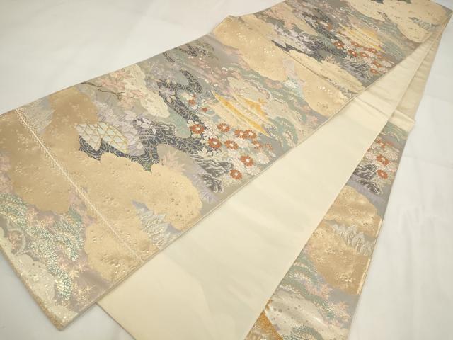 平和屋着物◎六通柄袋帯 桃山絵巻 金銀糸 正絹 逸品 AABG6337wj