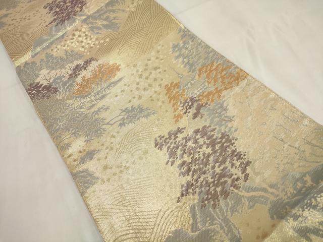 平和屋着物◎都つづれ　六通柄袋帯　流水風景文　金糸　正絹　逸品　AABG6341wj