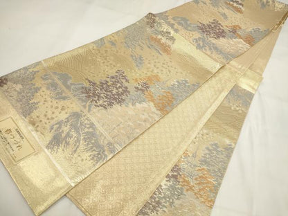 平和屋着物◎都つづれ　六通柄袋帯　流水風景文　金糸　正絹　逸品　AABG6341wj