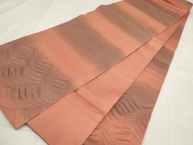 平和屋着物◎太鼓柄袋帯 波文 金通し地 正絹 逸品 AABG6342wj