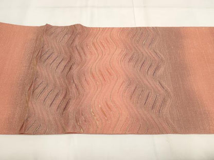 平和屋着物◎太鼓柄袋帯 波文 金通し地 正絹 逸品 AABG6342wj