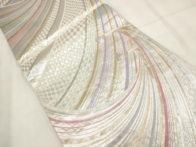 平和屋着物◎九百佐賀錦 六通柄袋帯 うたげ 孔雀 金銀糸 正絹 逸品 AABG6352wj