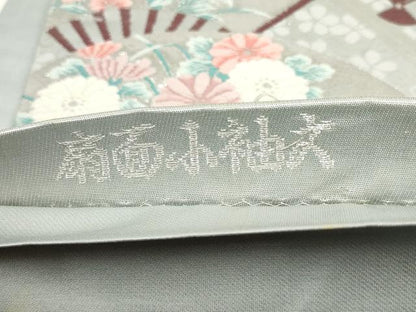 平和屋着物◎六通柄袋帯 唐織 扇面小袖文 銀糸 正絹 逸品 AABG6373wj