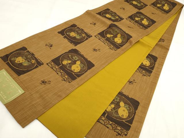 平和屋着物◎西陣 六通柄袋帯 彩華帯 成り物 瓢箪 正絹 逸品 AABG6374wj