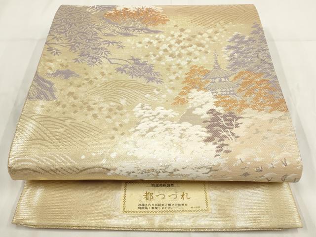 平和屋着物◎都つづれ 六通柄袋帯 流水風景文 金糸 正絹 逸品 AABG6376wj