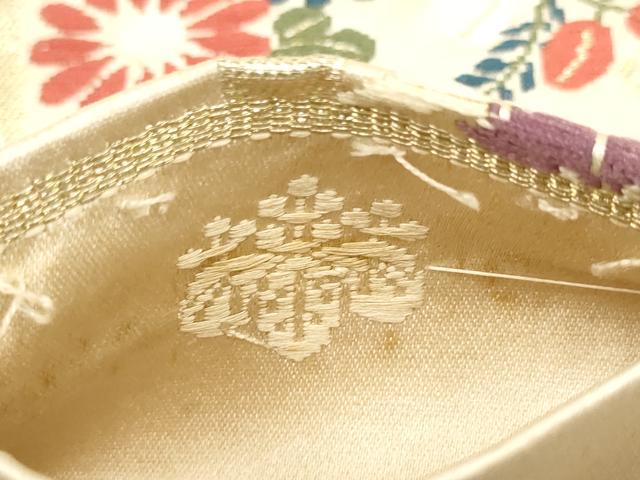 平和屋着物◎六通柄袋帯 唐織 花丸文 金糸 正絹 逸品 AABG6379wj