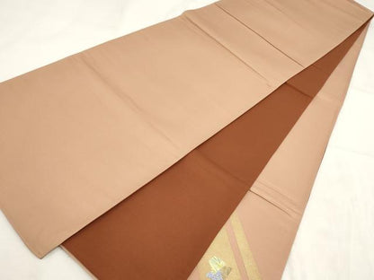 平和屋着物▼太鼓柄袋帯　斜め取り箔散らし文様　金銀彩　正絹　逸品　AABG6452wj