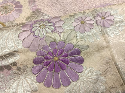 平和屋着物●豪華振袖　駒刺繍　絞り　御所車花文　銀彩　やまと誂製　正絹　逸品　AABG6485ph