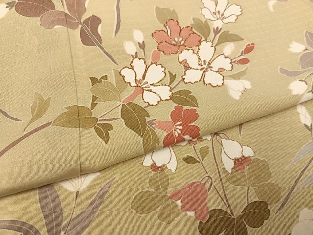 平和屋着物●訪問着　駒刺繍　草花文　正絹　逸品　AABG6486ph