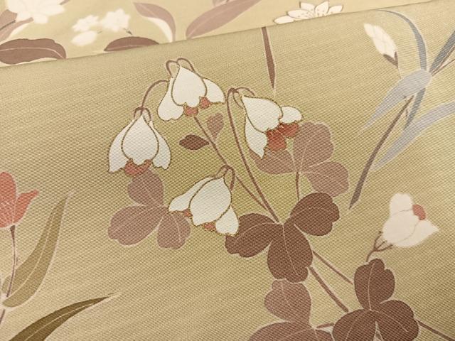 平和屋着物●訪問着　駒刺繍　草花文　正絹　逸品　AABG6486ph