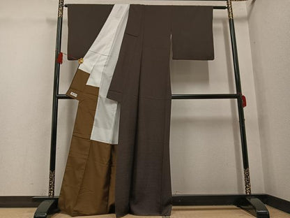 平和屋着物●上質な小紋　花菱文　黒地　やまと誂製　正絹　逸品　AABG6487ph