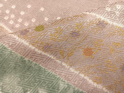 平和屋着物●訪問着　駒刺繍　絞り　草花文　金彩　正絹　逸品　未使用　AABG6488ph