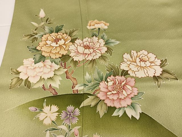 平和屋着物●訪問着　駒刺繍　草花文　金彩　大丸扱い　正絹　逸品　AABG6490ph