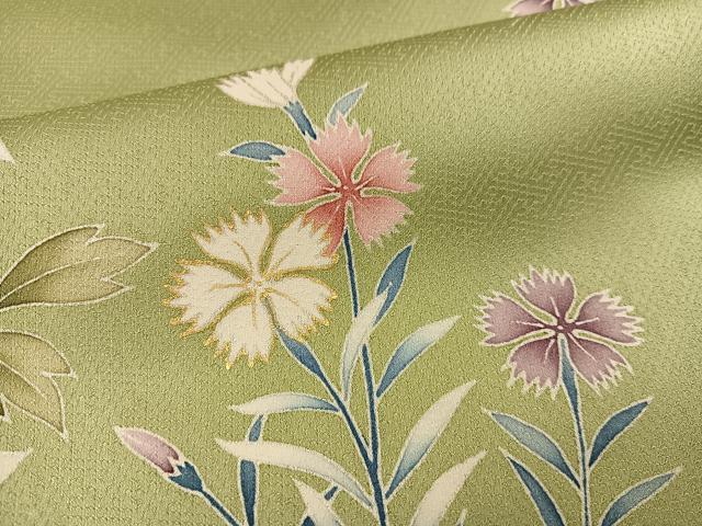 平和屋着物●訪問着　駒刺繍　草花文　金彩　大丸扱い　正絹　逸品　AABG6490ph
