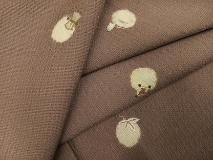 平和屋着物●上質な小紋　お召地　刺繍　吉祥草花文　金銀糸　正絹　逸品　AABG6491ph