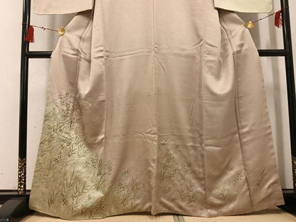 平和屋着物●訪問着　地紙草花文　暈し染め　金銀彩　正絹　逸品　未使用　AABG6492ph