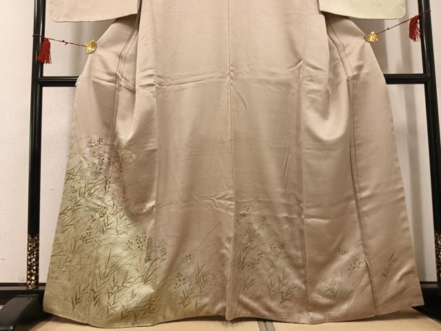 平和屋着物●訪問着　地紙草花文　暈し染め　金銀彩　正絹　逸品　未使用　AABG6492ph