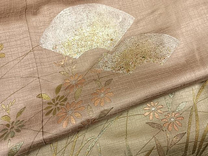 平和屋着物●訪問着　地紙草花文　暈し染め　金銀彩　正絹　逸品　未使用　AABG6492ph