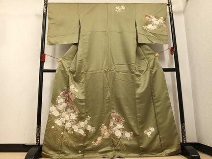 平和屋着物●訪問着　扇面花蝶文　金彩　正絹　逸品　AABG6495ph