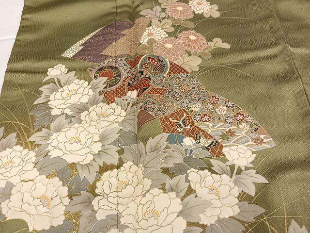 平和屋着物●訪問着　扇面花蝶文　金彩　正絹　逸品　AABG6495ph