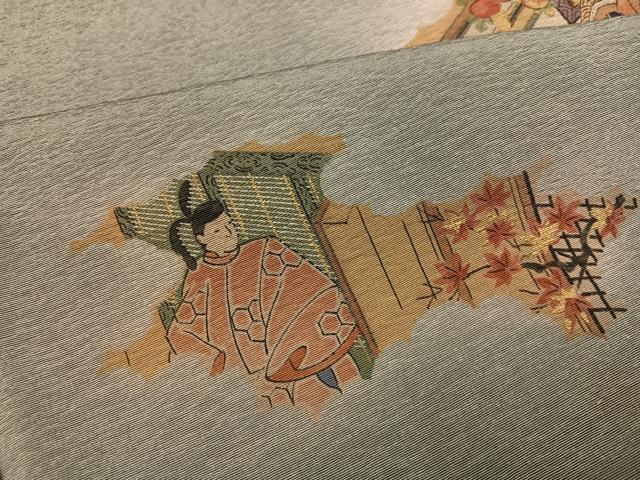 平和屋着物●友禅師・京の名工・伝統工芸士・樽本伊勢蔵 　訪問着　人物花文　暈し染め　金銀彩　正絹　逸品　AABG6496ph