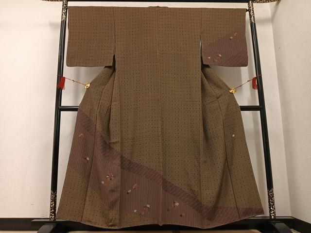 平和屋着物●訪問着　作家物　草花文　正絹　逸品　未使用　AABG6497ph