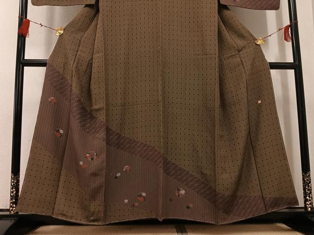 平和屋着物●訪問着　作家物　草花文　正絹　逸品　未使用　AABG6497ph