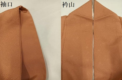 平和屋着物●上質な色無地　作家物　花地紋　小麦色　正絹　逸品　AABG6498ph