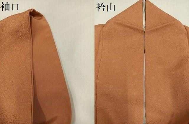 平和屋着物●上質な色無地　作家物　花地紋　小麦色　正絹　逸品　AABG6498ph