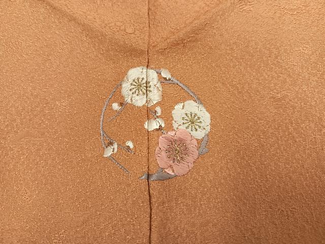 平和屋着物●上質な色無地　作家物　花地紋　小麦色　正絹　逸品　AABG6498ph