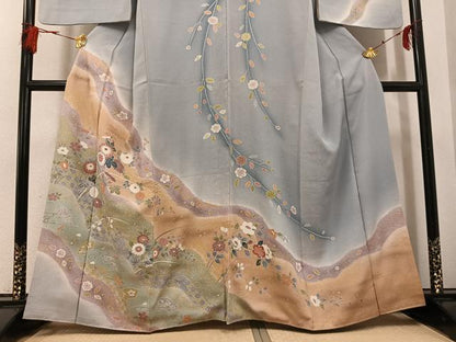 平和屋着物●訪問着　友禅　地紙花文　暈し染め　金彩　正絹　逸品　AABG6500ph