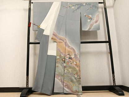 平和屋着物●訪問着　友禅　地紙花文　暈し染め　金彩　正絹　逸品　AABG6500ph