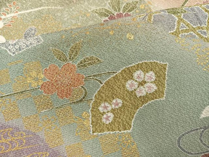 平和屋着物●訪問着　友禅　地紙花文　暈し染め　金彩　正絹　逸品　AABG6500ph