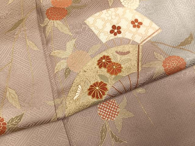 平和屋着物●訪問着　友禅　駒刺繍　扇面花文　金彩　ますいわ屋扱い　正絹　逸品　AABG6501ph